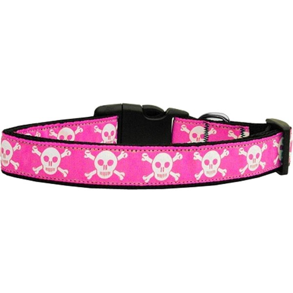 Mirage Pet Products Pink Skulls Nylon Dog CollarExtra Small 125-118 XS